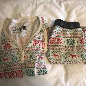 pink christmas pj set